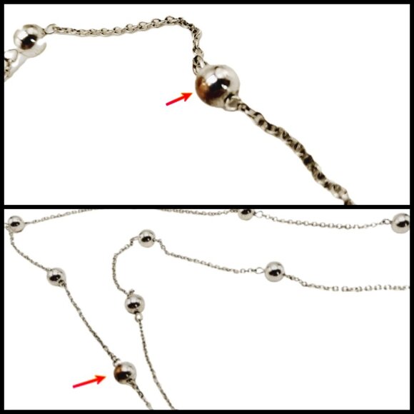 Chaps 34-36 inch Silver Tone Beaded Chain Necklace Long Layering Jewelry - Picture 8 of 8